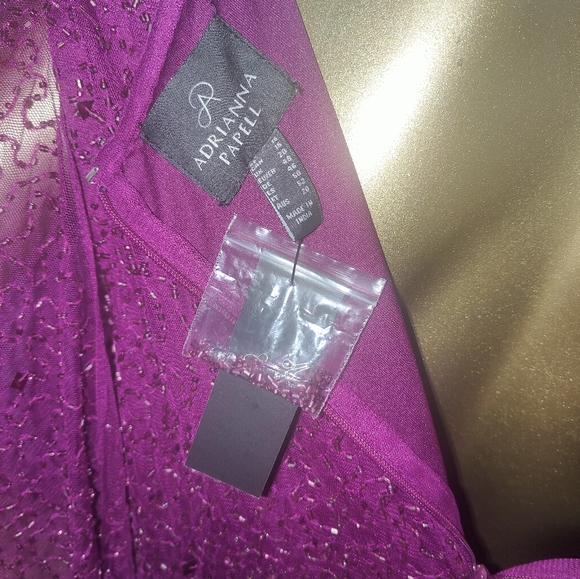 NWT $$269 Adrianna Papell Fully Beaded Cocktail Dress with Flutter Sleeves - Picture 10 of 12